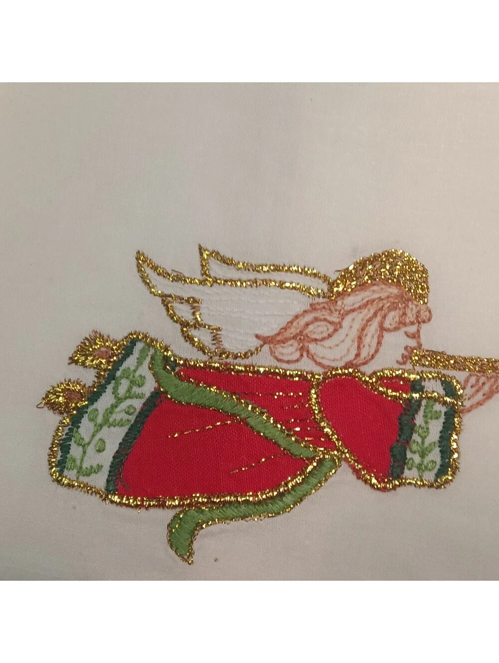 Lillian Vernon 215F 4 Appliqued Christmas Angel Guest Towels Cotton Napkins